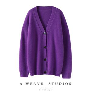 
Fall in love with a piece of clothing! Large weight thickened cashmere cardigan for women pure cashmere sweater knitted cardigan jacket winter