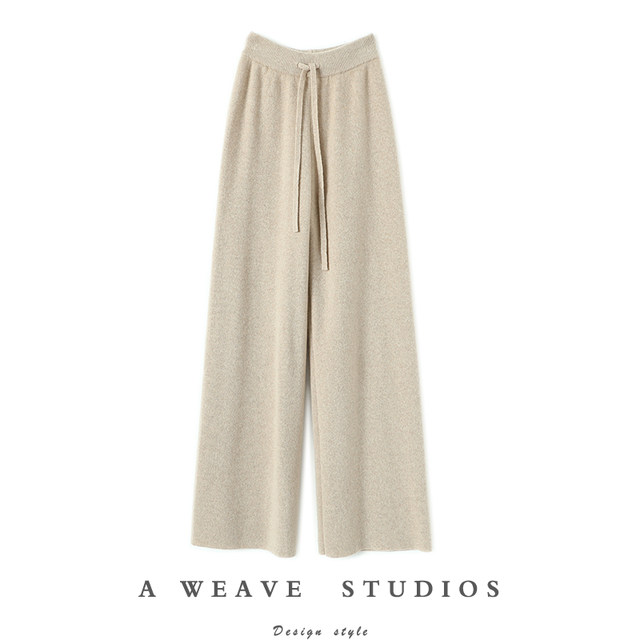 So easy to wear. Large weight and thickened pure cashmere pants for women. Long legs. Soft and smooth wide leg pants.