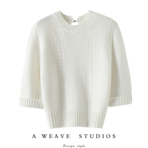 
Hot! French thick needle thickened 100% pure cashmere short-sleeved women's pure cashmere sweater knitted sweater short