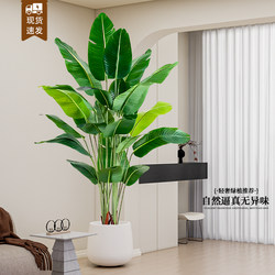 Large Artificial Bird of Paradise Green Plant for Living Room, Indoor and Outdoor Entrance, Floor-Standing Decoration, Fake Tree Potted Plant, Biomimetic