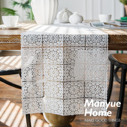 French vintage embroidered water-soluble lace table runner