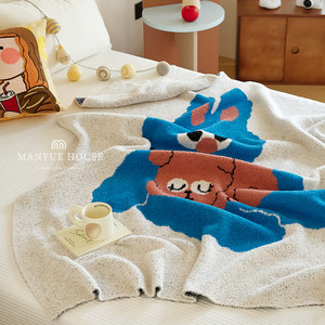 
Manyuejia Category A Cartoon Ins Style Half Velvet Sofa Cover Thick Autumn and Winter Plush Bedside Blanket Casual Blanket
