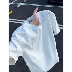 Dopamine Embroidered Waffle Knit Regular Shoulder Short-Sleeve Men's Summer Cool Sun-Protective Quick-Dry T-Shirt Outdoor Sports Cycling Wear