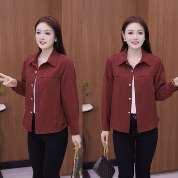 
Lapel washing denim middle-aged and elderly women's clothing