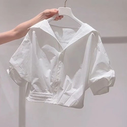 Chiffon Shirt for Women, Summer 2026 New Style, Light Luxury, High-End Feel, Loose Short Top, Puff Short-Sleeve Shirt