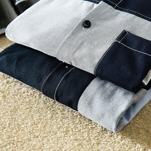 
Autumn new men's Korean style slim lapel long-sleeved tops, fashionable and casual youth color-blocked shirts for men