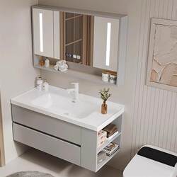 Toilet Side Cabinet Nordic Light Luxury Smart Bathroom Cabinet with Integrated Ceramic Basin for Small Apartments