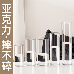 Transparent Acrylic Straight Vase, Light Luxury Flower Bucket, Deep Water Lucky Bamboo, Modern Living Room Decoration, Floor-Standing Flower Arrangement