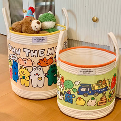 Cute Cotton Woven Storage Basket for Home Use, Large Capacity, Foldable Dirty Clothes Storage Box, Toy and Snack Storage Basket