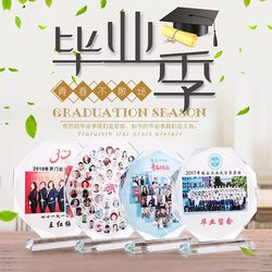 Graduation Season Commemorative Photo Crystal Trophy Crescent Octagonal Sunflower Photo of Classmates and Military Personnel Photo Ornament