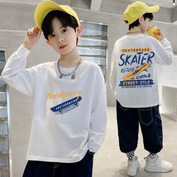 2025 New Style Boys' Spring and Autumn Long-Sleeved T-Shirt, Thin Summer Top for Children, Boys' Base Shirt, Ages 6-13