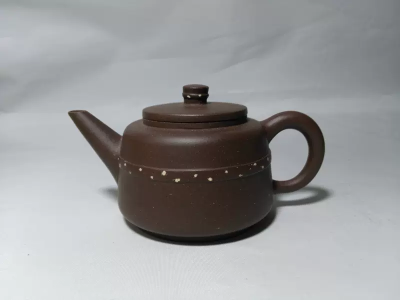 宜兴手工紫砂茶壶80年代出口黑料水平壶200cc原矿紫砂壶复古中式