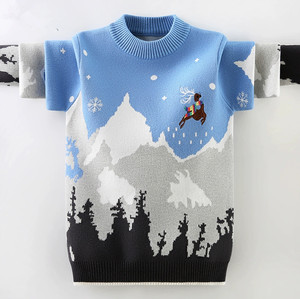 
White Snow Bala boys sweater autumn and winter new children's sweater medium-sized children's thickened boys pullover round neck knitted sweater