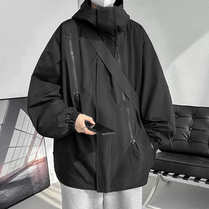 
Black three-in-one jacket jacket for men spring and autumn 2024 new thin American functional waterproof outdoor jacket