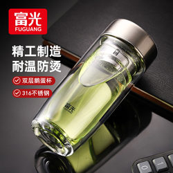 Fuguang Double-Layer Glass Cup for Men, Office Tea Cup, High Borosilicate Car Water Cup, 2025 New Model, High-End