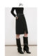 HS retro versatile straight pencil skirt 2024 winter new product women's high-end slit skirt suit skirt
