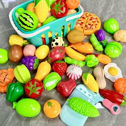 Children's Fruit and Vegetable Cutting Toy, Chewable Kitchen Play Set for Girls Aged 3 and Boys Aged 4, Birthday Gift