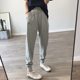 Large size smiley face embroidered loose sports trousers for women in autumn and winter new style 200Jin [Jin equals 0.5 kg] slimming legs Harun casual trousers
