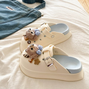 
Thick-soled Croc Shoes Women's Summer Cute Bear Anti-Slip EVA Student Beach Outerwear Baotou Birkenstock Sandals