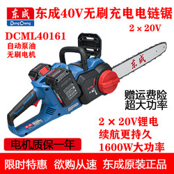 Dongcheng 40V Brushless Rechargeable Electric Chainsaw 2×20 Lithium Battery Outdoor Logging Saw 1600W High Power Dcml40161