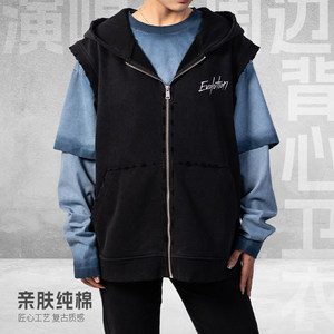Evolution official authentic concert peripheral retro texture classic versatile pure cotton black vest sweatshirt