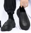 Giày đầu bếp màu đen tuyền cho nam làm bếp, chống trơn trượt, chống thấm nước và chống dầu, làm bếp, giày da nam size lớn 47 