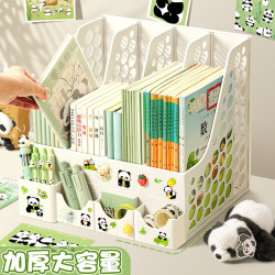 Thickened and Stylish File Tray, Desktop File Holder, Children's Study Four-Compartment Multi-Layer Four-Section Organizer with Pen Holder, Office Supplies Plastic Document Tray, Office File Storage and Organization Rack