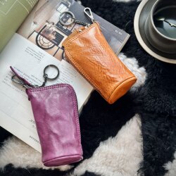 Moze【12.5*7】Leather Key Case First Layer Cowhide Leather Key Case for Carrying Around