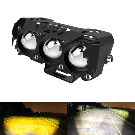 Motorcycle modified headlights two-color high and low beam external working lights motorcycle spotlights super bright auxiliary LED lights