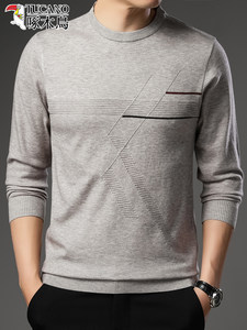 
Woodpecker Spring and Autumn Thin Sweater Men's Round Neck Long Sleeve T-shirt Knitted Sweater Casual Men's Bottomed Wool Shirt