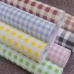 Green Plaid Wallpaper Self-Adhesive Bedroom Kindergarten Decorative Wallpaper Waterproof Dormitory Desktop Renovation Wall Sticker