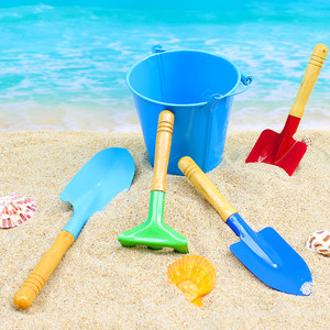 
Children's sand digging tools, beach toys, shovel and bucket, three-piece set for babies to play with sand and gardening at the beach