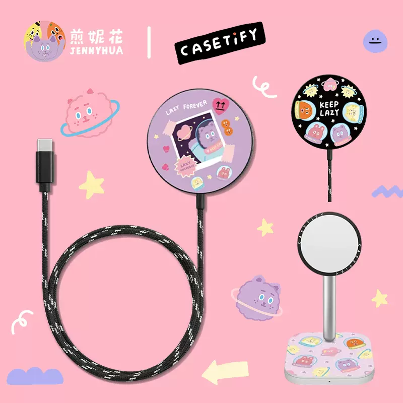 CASETIFY Romantic Black Bunny 円く 充電器