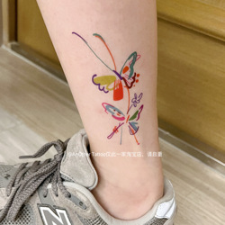 Another Tattoo Colorful Creative Ins Butterfly Flower Ankle Tattoo Stickers Female Buy One Get One Free