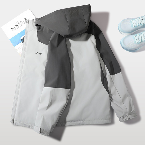 
Li Ning Sports Windbreaker Men's 2025 Winter New Style Velvet Warm Water-Repellent Hooded Jacket Spring Jacket