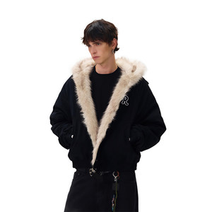 
RASP winter canvas wool collar thickened cotton jacket short top mountain carving jacket versatile cotton jacket trendy for men and women couples