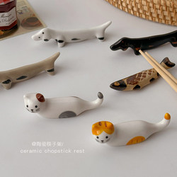 ins Cute Ceramic Chopstick Rest Cartoon Household High-End New Tableware Chopstick Holder Japanese Style Table Decoration