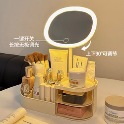 Mirror, Makeup Mirror with Light, Desktop Storage Box, Integrated Cosmetic Vanity Mirror, Birthday Gift for Girls' Dormitory