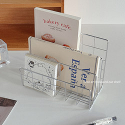 Desktop Wrought Iron Storage Rack, Simple ins Style Stainless Steel Organizer, Book Stand, Student Desk Multifunctional Storage Rack