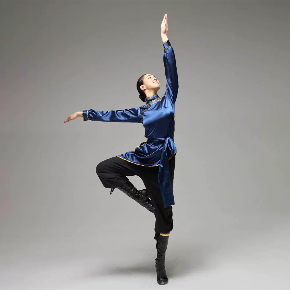 蒙古舞蹈演出服女学生艺考表演上衣成人练习练功蒙族少数民族服装