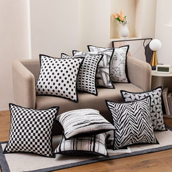 Black and White Striped Light Luxury Pillow Modern Minimalist Sofa Cushion Model Room High-End Pillowcase Living Room with Pillow Core Cushion