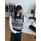 SIXI Sixi Home Autumn Long Island Pier Retro Striped Knitted Vest Women Loose Laminated Silhouette Vest