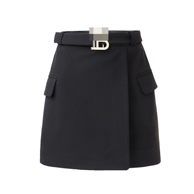 Spot 2025 spring and summer new Shenzhen high-quality fashion capable solid color belt fashionable and versatile A-line skirt