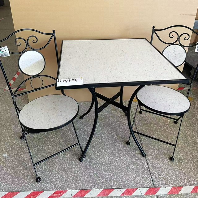 Clearance price American country style retro iron ceramic square table and two chairs table and chair set table length 70cm