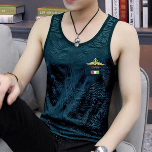Genuine Huagongzi Bingsi vest with black slim underwear Men's vest outside wearing no trace and shoulder round neck
