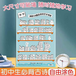 Jerry's Little Bookshelf for Memorizing Ancient Poems: a Great Summer Holiday Record, Habit Formation Poster, Reciting Texts, Reading, Elementary and Middle School Students' Must-Memorize Ancient Poems, Coloring Wall Chart, Wall Sticker, Planner