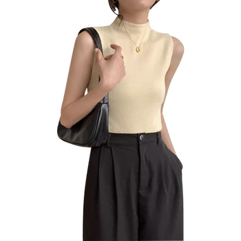 Sling vest female micro -fat bottoming shirt ice silk half high neck