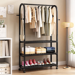 Simple Coat Rack, Floor-Standing, Bedroom, Home Use, Modern Style, Multifunctional Solid Wood Clothes Rack, Movable for Guesthouses
