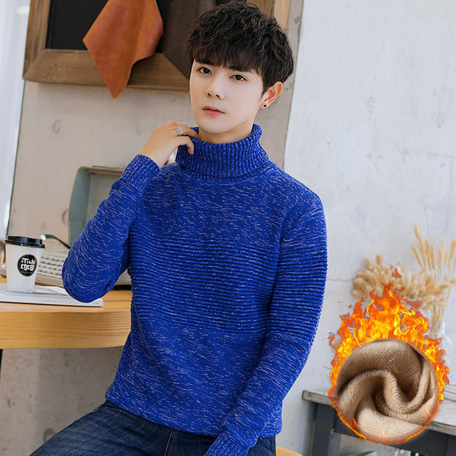 Autumn and winter men's turtleneck plus velvet thickened sweater ...