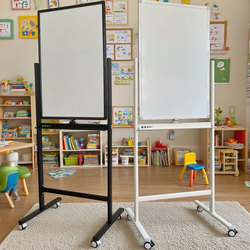 Moster Stand-Type Whiteboard Writing Board, Mobile Magnetic Vertical Flip Board for Students, Home Teaching, Children's Vertical Office Meeting Training Lecture Whiteboard, Note-Taking Board, Erasable Small Blackboard